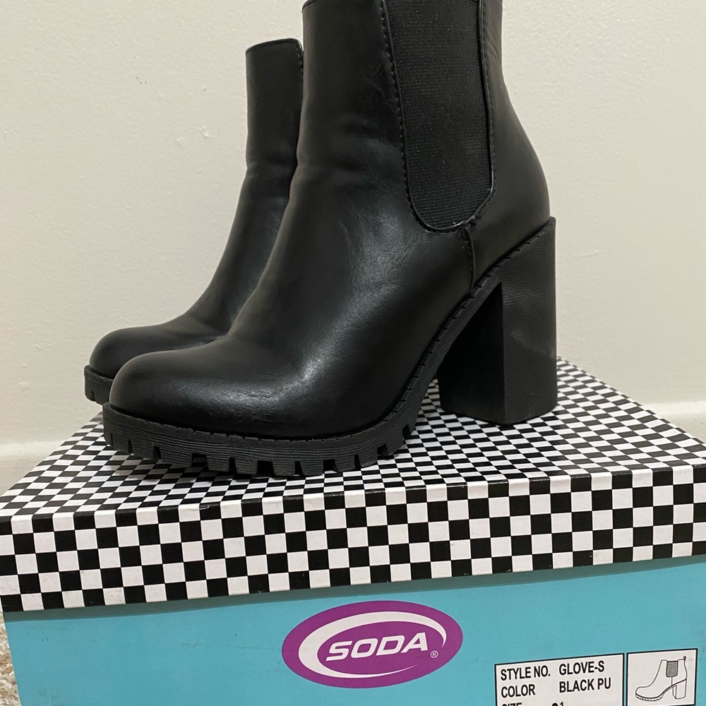 Black Heeled Combat Boots